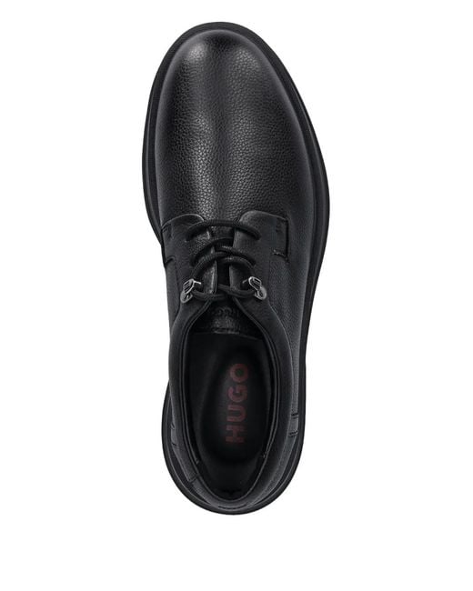 HUGO Black Textured Lace-Up Shoes for men