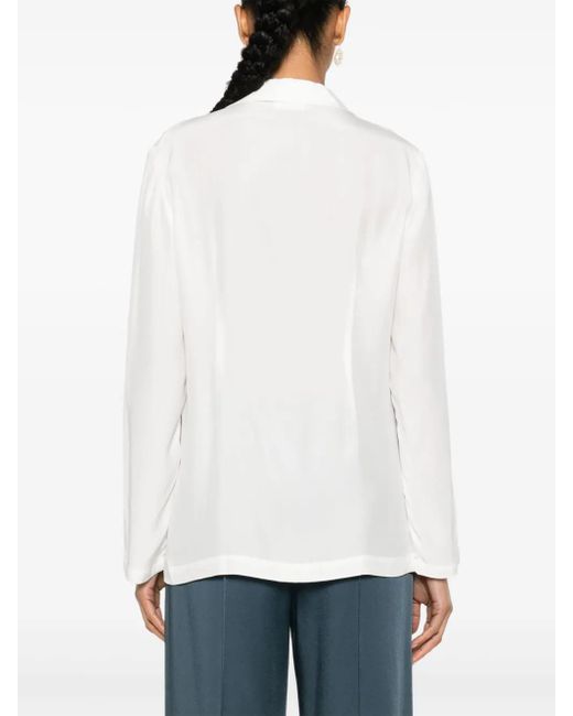 P.A.R.O.S.H. White Sofia Double-Breasted Silk Blazer