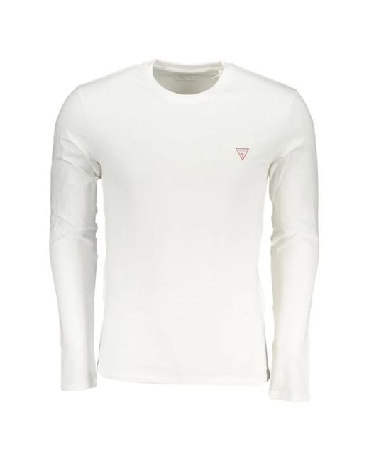 Guess White Logo-Patch Long-Sleeve T-Shirt for men