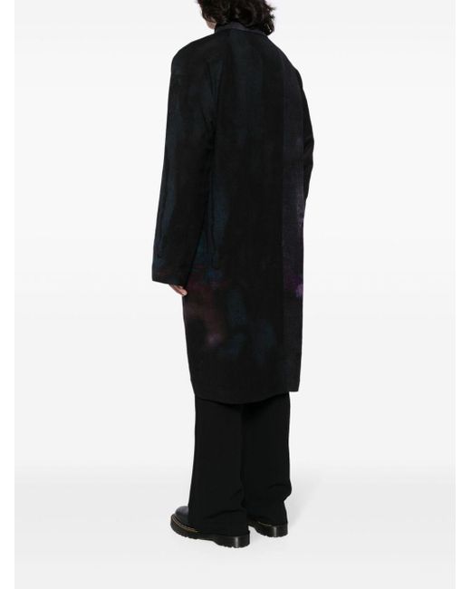 Yohji Yamamoto Black Single-breasted Graphic-print Coat for men