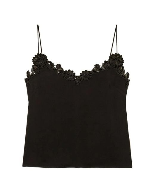 Twinset Black Embroidered Satin Top