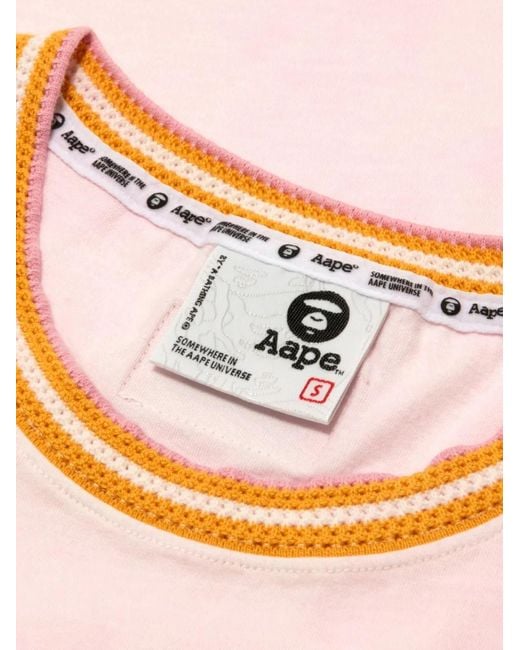 Aape By A Bathing Ape Pink Ribbed Embroidered T-Shirt