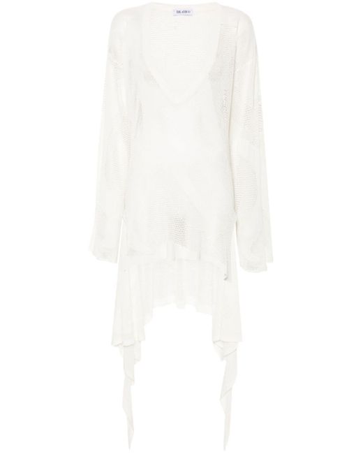 The Attico White Open-knit Mini Dress - Women's - Viscose