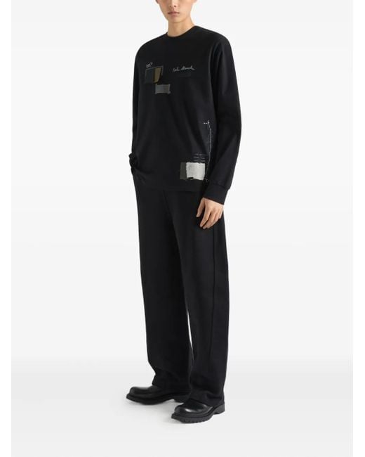 Givenchy Black Patchwork Long-Sleeve T-Shirt for men