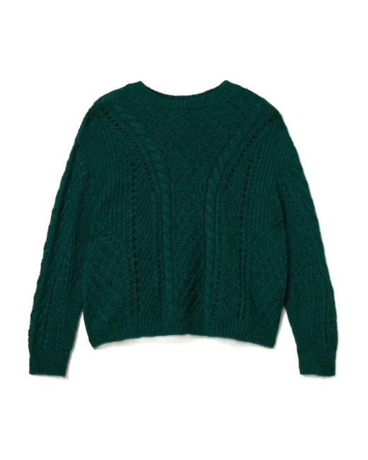 Twinset オープンワーク ケーブルニットセーター Green