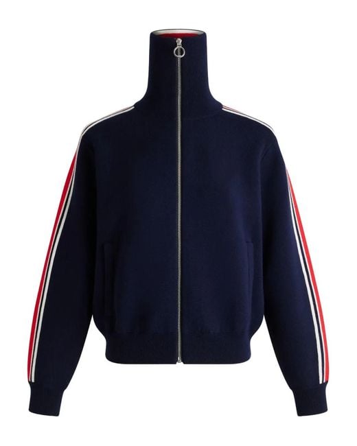 Fusalp Blue Stripe-Detail Zip-Up Cardigan