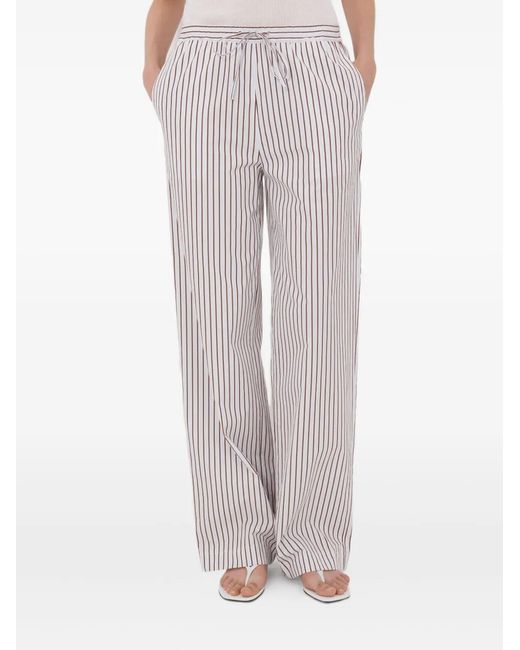 Loulou de Saison White Cisco Striped Drawstring Trousers