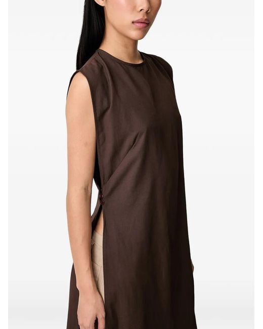 ViCOLO Brown Sleeveless Side-Slit Blouse