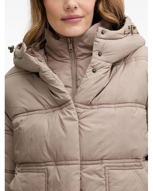 Guess Brown Hooded Quilted Jacket
