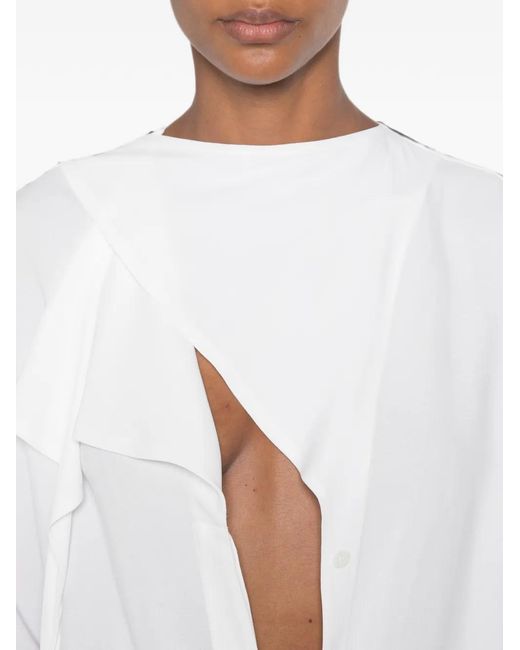 Francesco Murano White Cut-Out Blouse