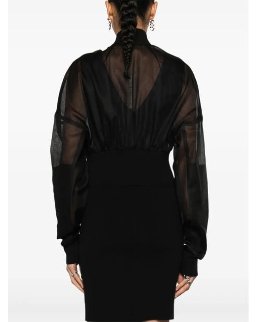 Rick Owens Black Flight Semi-Sheer Bomber Jacket
