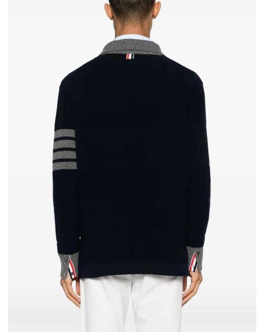 Thom Browne Blue 4-bar Virgin Wool Polo Shirt - Men's - Virgin Wool for men