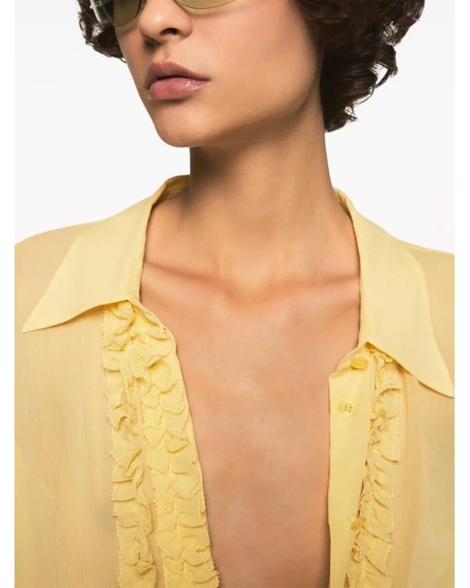 Stella McCartney ラッフルディテール シルクシャツ Yellow