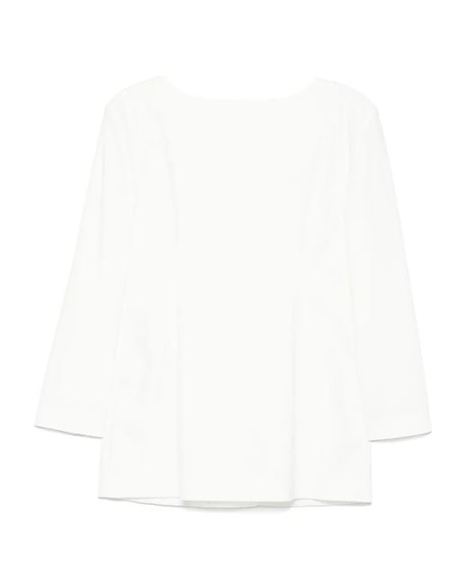 Amomento Boat-Neck Blouse in White | Lyst