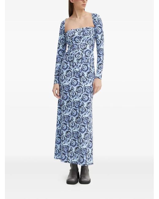Résumé Blue Square Neck Printed Top