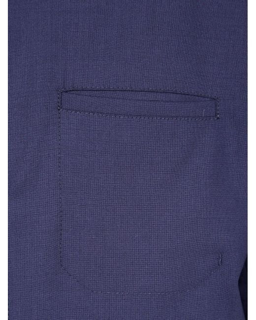 Herno Blue Button-Down Wool Shirt for men