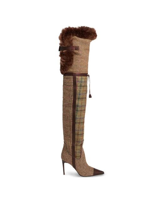 DSquared² Brown Classic Check Heeled Boots