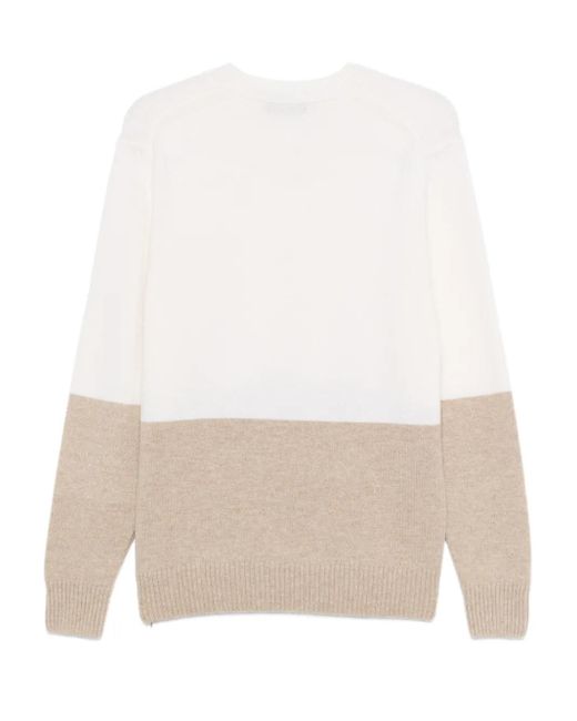 Zanone White Two-tone Sweater for men