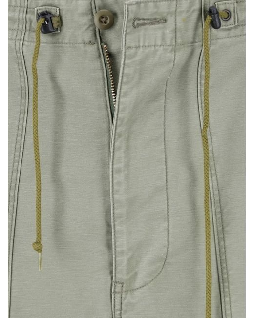 Needles Gray Drawstring Embroidered Trousers for men