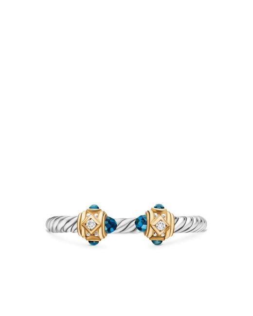 David Yurman White 14Kt And Sterling Renaissance Topaz And Diamond Ring (2.3Mm)