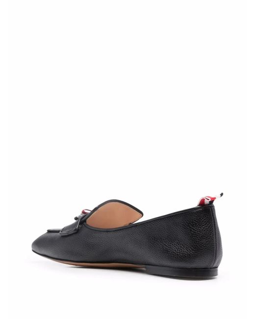 Thom Browne Black Three-Bow Almond-Toe Loafers