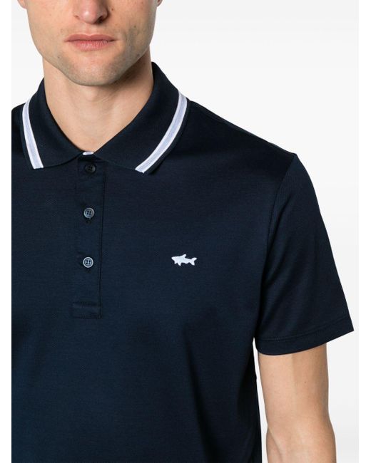 Paul & Shark Blue Logo-Appliqué Polo Shirt for men