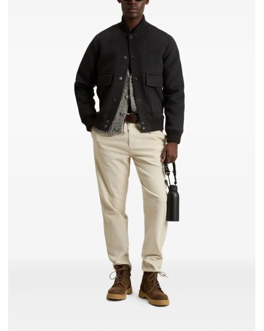 Woolrich Black Wool Twill Pocket Bomber for men
