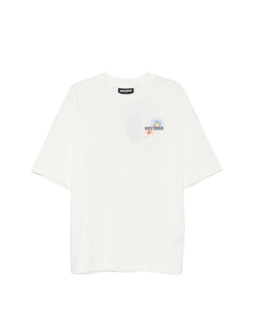 WRSTBHVR White Olin Graphic-Print Drop-Shoulder T-Shirt for men