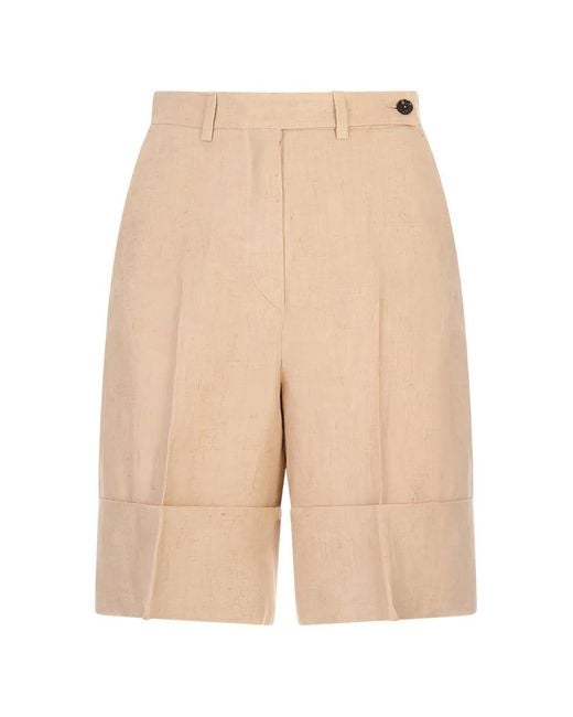 Kiton Natural Pleated Knee-Length Shorts