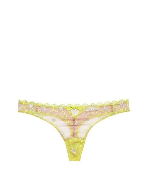 Fleur du Mal Yellow Étoile Embroidery Thong