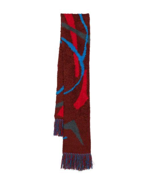 KHOKI Red Patterned-Jacquard Scarf