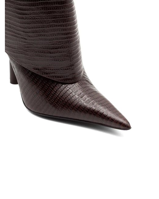 Gia Borghini Black Reptile-Print Knee-High Boots