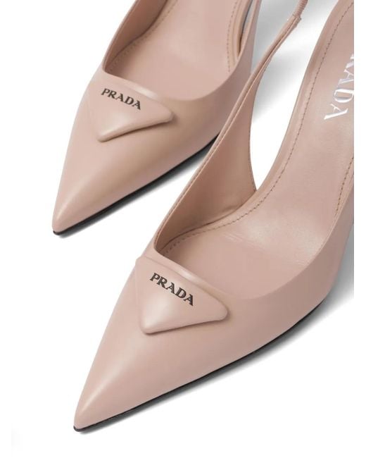 Prada Natural Brushed Leather Slingbacks 75