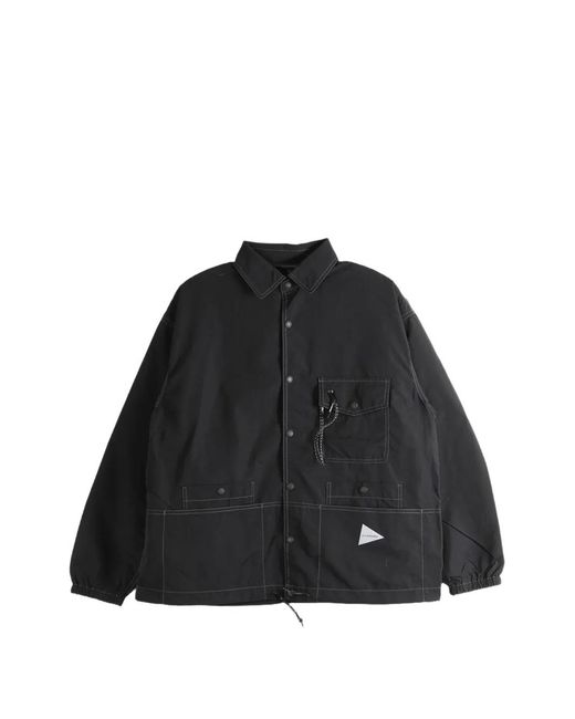 And Wander Black Contrast-Stitch Pocket-Detail Jacket for men