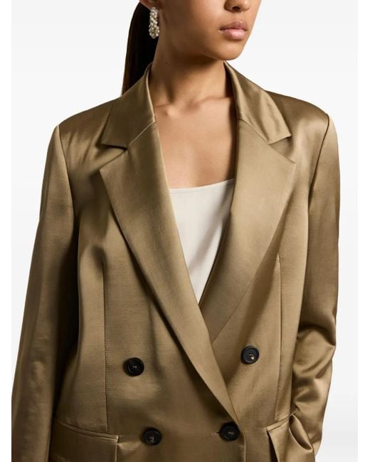Peserico Natural Double-Breasted Satin Blazer