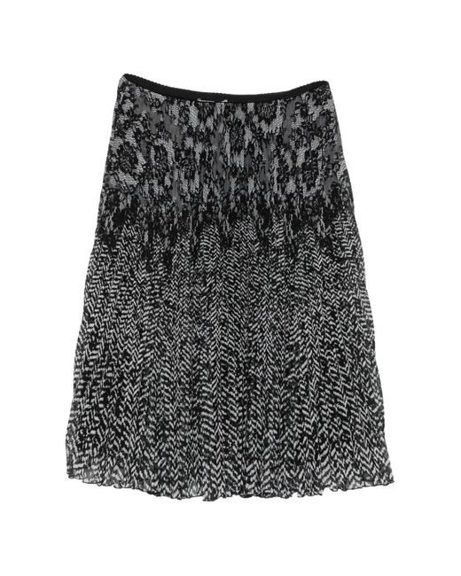ERMANNO FIRENZE Gray Lace-Panelled Pleated Midi Skirt