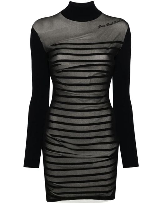 Jean Paul Gaultier Black Ribbed Marinier Double Mini Dress