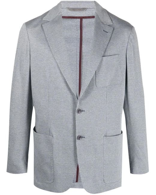 Canali Blue Check-Pattern Single-Breasted Blazer for men