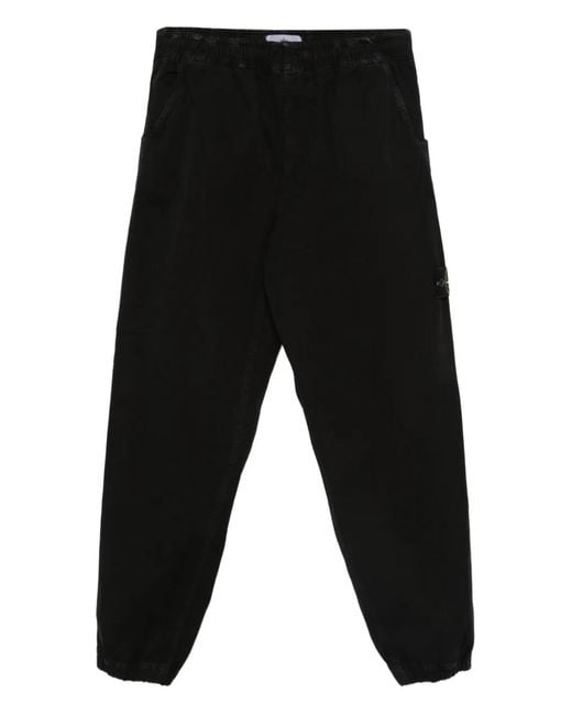 Stone Island Black Logo-Patch Track Pants for men