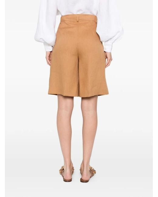 ACTUALEE Natural Pleated Shorts