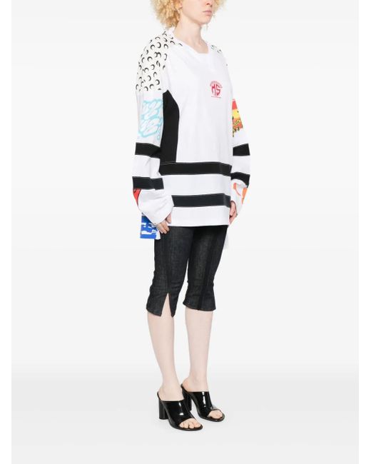 MARINE SERRE White Regenerated Graphic-Print Hockey Jersey