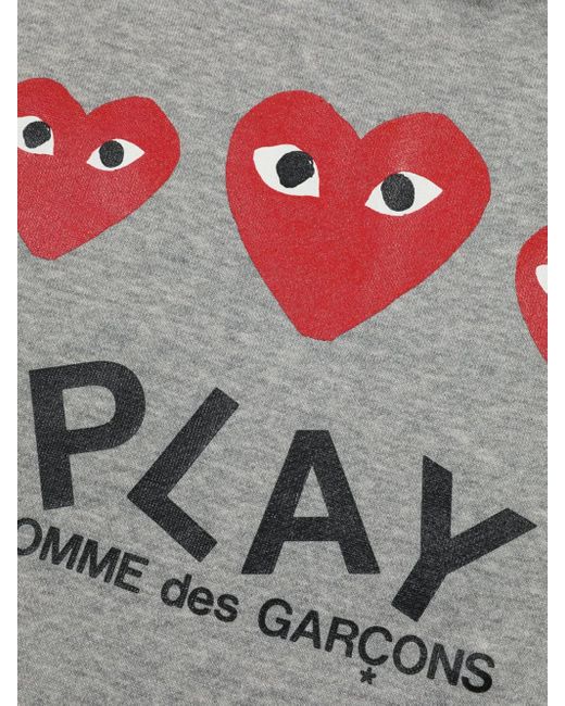 COMME DES GARÇONS PLAY Gray 5 Heart-Print Cotton Hoodie for men