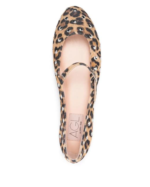 Agl Attilio Giusti Leombruni Brown Studded Ballet Flats