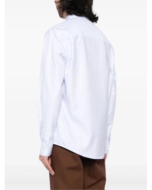 Maison Kitsuné White Logo-Appliqué Cotton Shirt for men