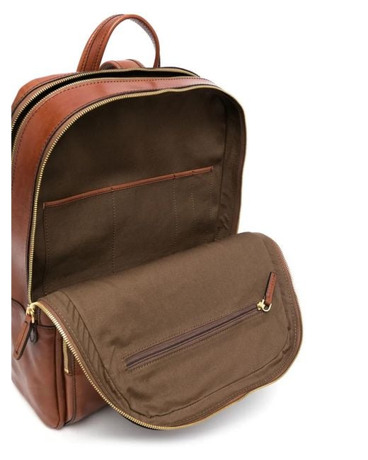 The Bridge Brown Logo-Plaque Leather Backpack