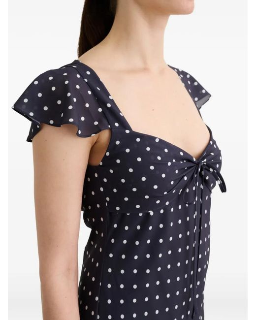 Toccin Blue Marcella Polka-Dot Bias-Cut Slip Midi Dress