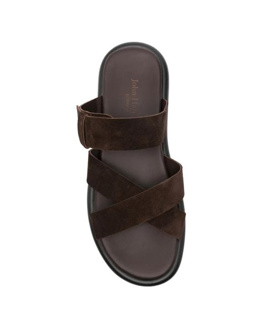 JOHN HARRISON Black Suede Crossover Sandals for men