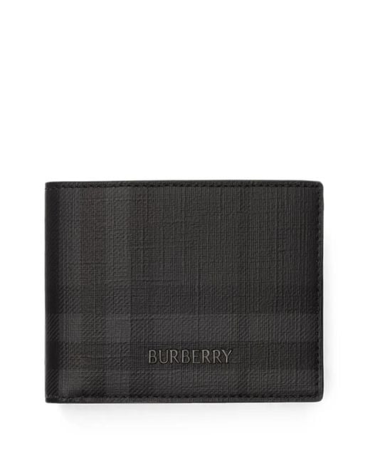 Burberry Black City Check Slim Bifold Wallet for men