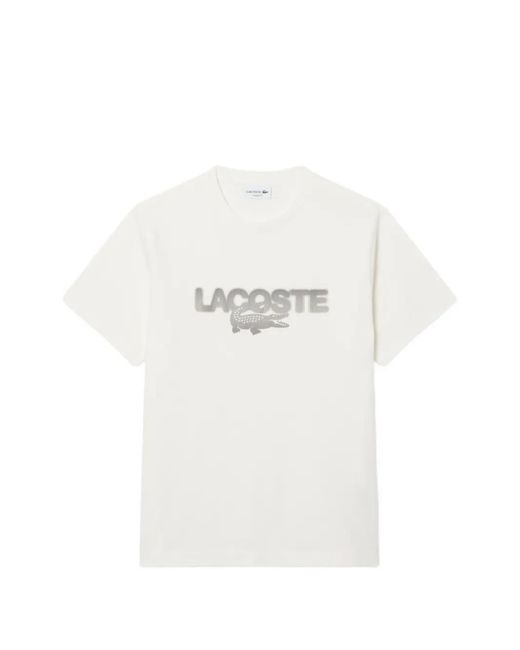 Lacoste White Logo-Print Crew-Neck T-Shirt for men