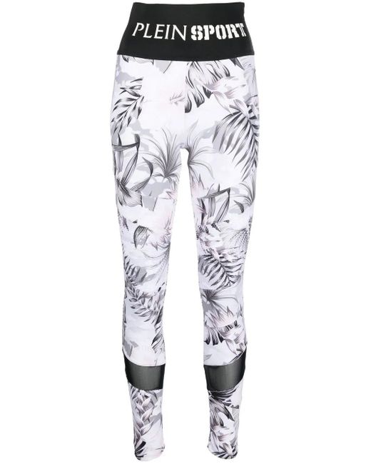 Philipp Plein White Leggings Mit Blumen-Print
